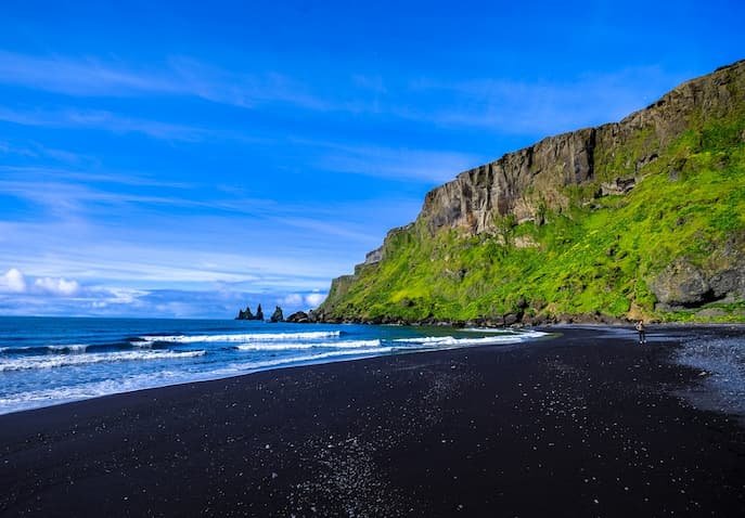 Iceland's black sand beach for a mental reset and solitude retreat