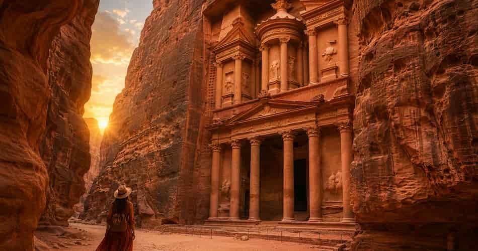 Ancient cities carved into mountains around the world, featuring rock-cut architecture and historic wonders